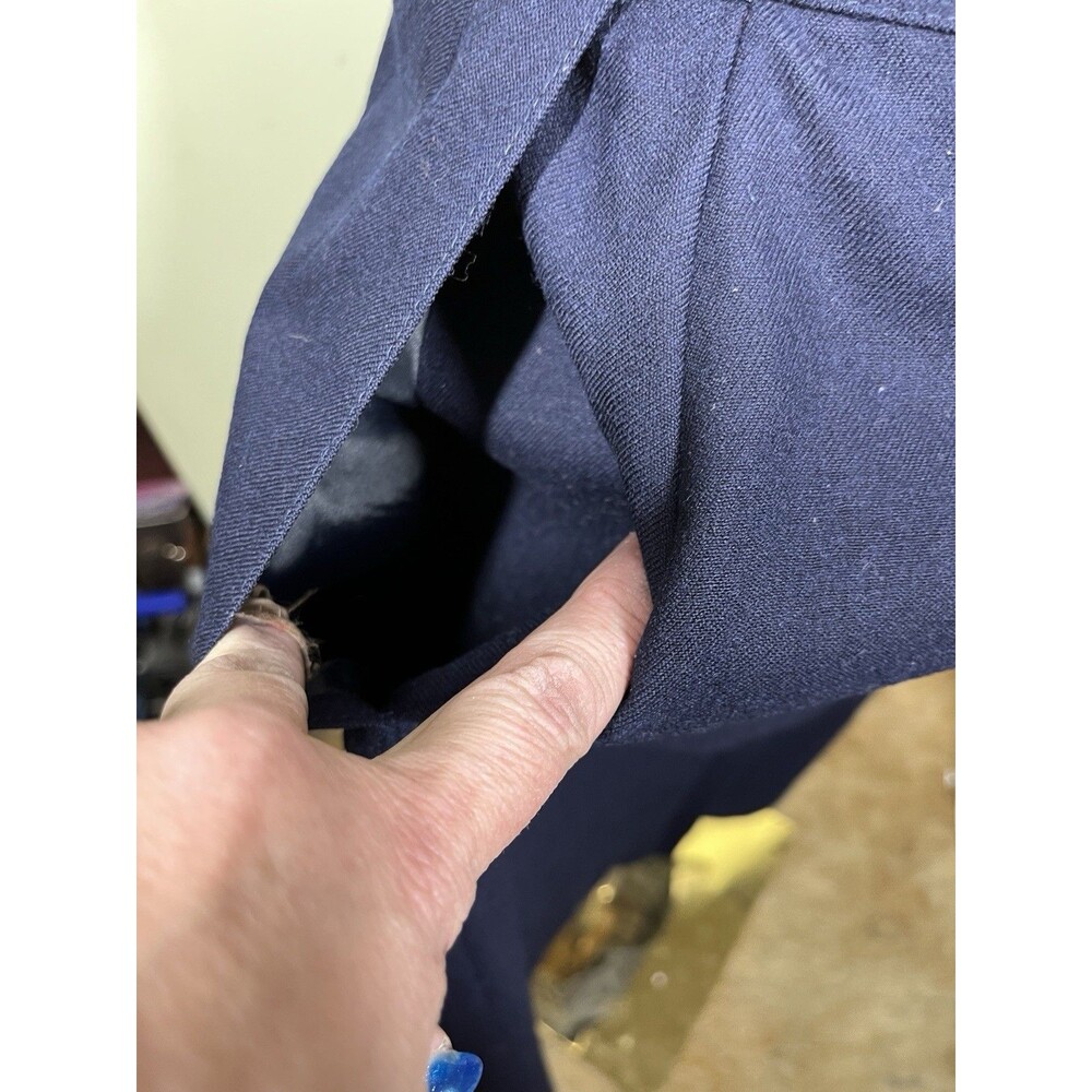 Vtg St Michael Womens 2-piece Navy Wool Sz 10 Blazer & Sz 12 Skirt Pleated Suit - Picture 14 of 16